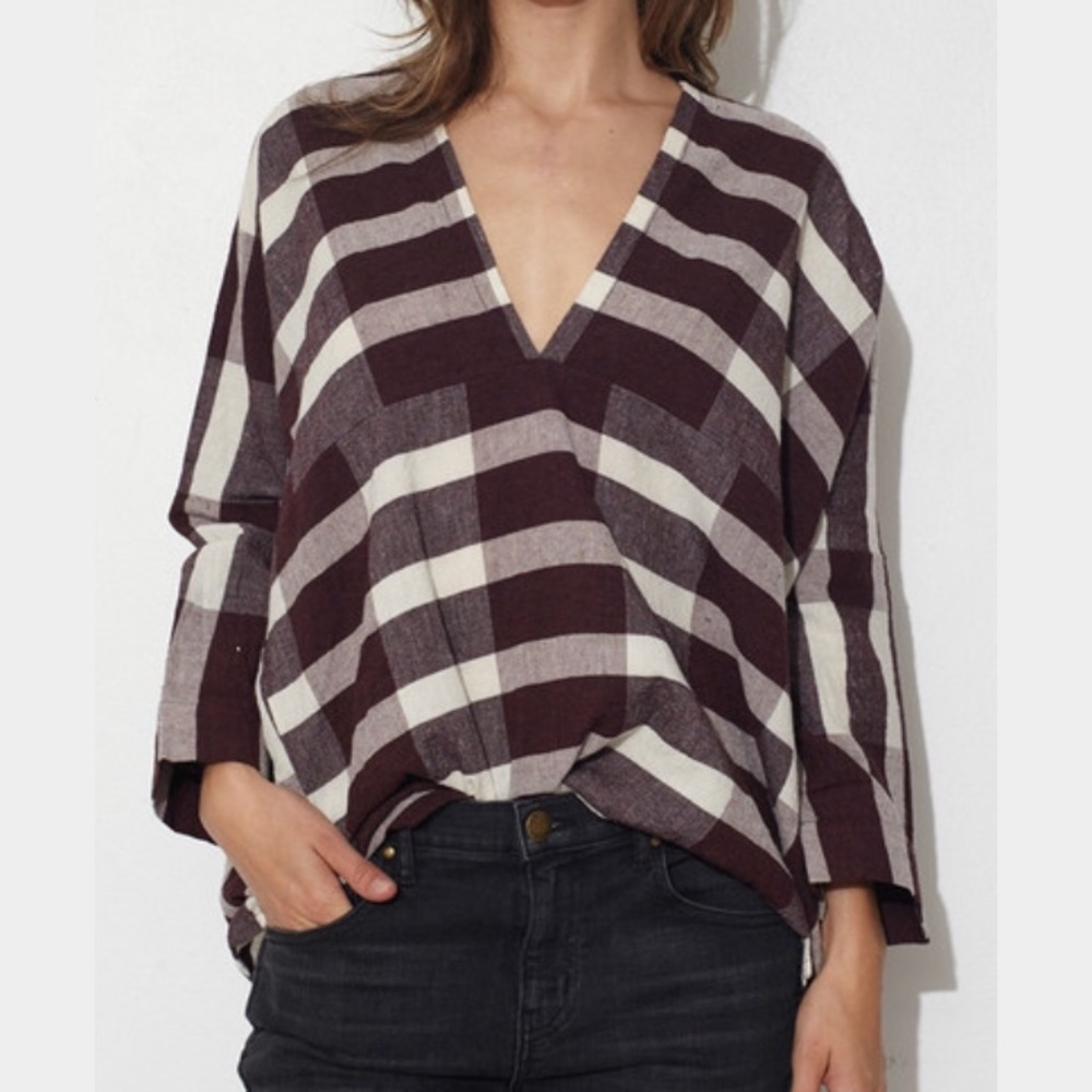 Humanoid Maroon Plaid Top